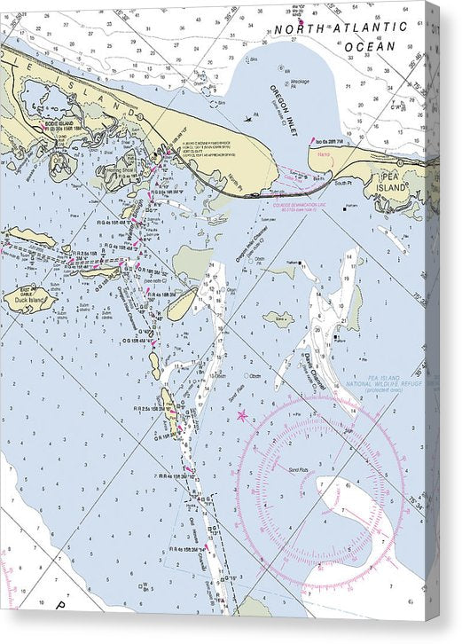 Oregon Inlet North Carolina Nautical Chart Canvas Print
