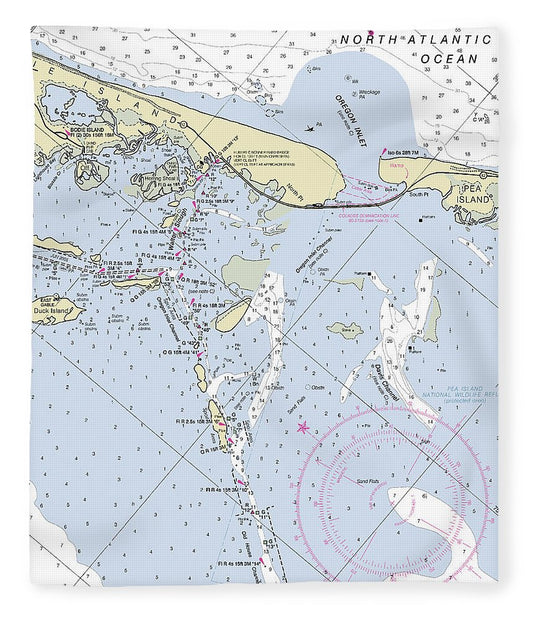 Oregon Inlet North Carolina Nautical Chart Blanket