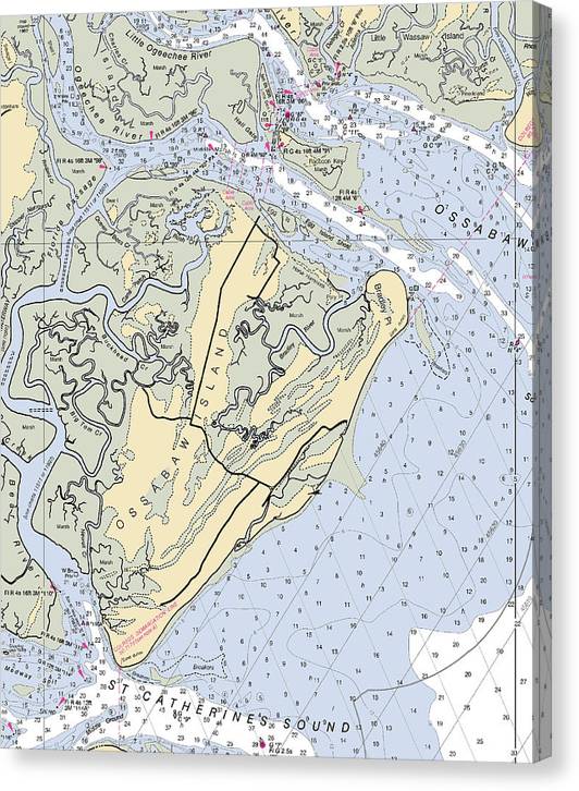 Ossabaw Island-Georgia Nautical Chart Canvas Print