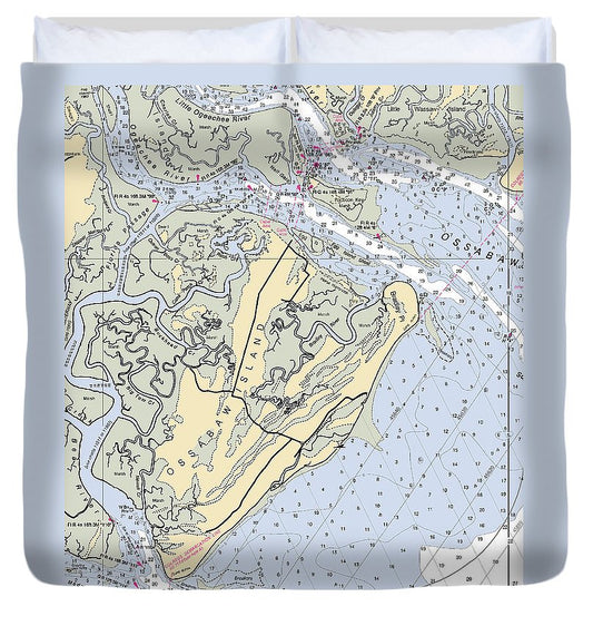 Ossabaw Island Georgia Nautical Chart Duvet Cover