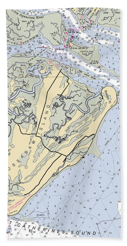 Ossabaw Island-georgia Nautical Chart - Bath Towel
