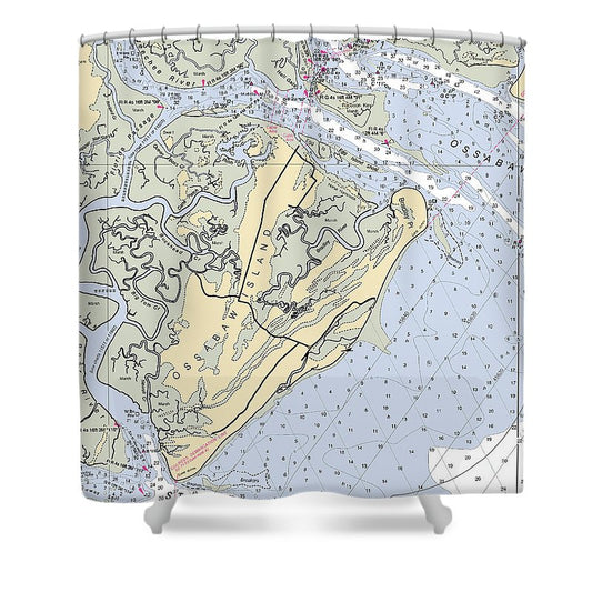 Ossabaw Island Georgia Nautical Chart Shower Curtain
