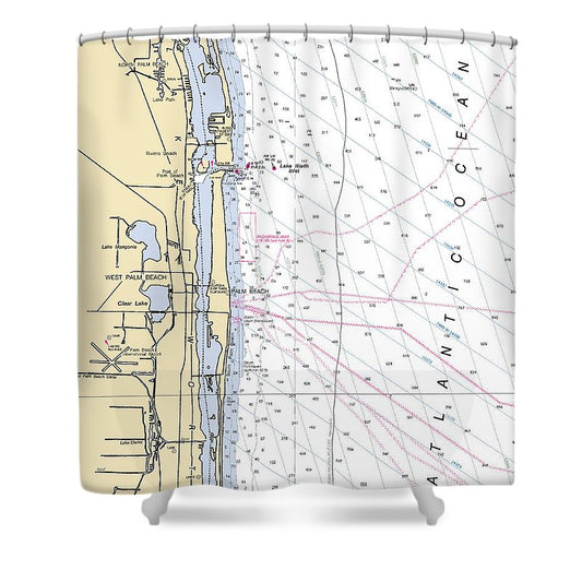 Palm Beach Florida Nautical Chart Shower Curtain