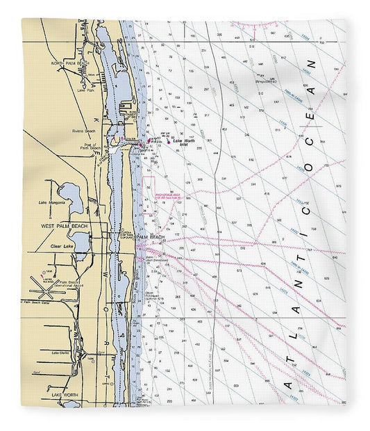 Palm Beach Florida Nautical Chart Blanket