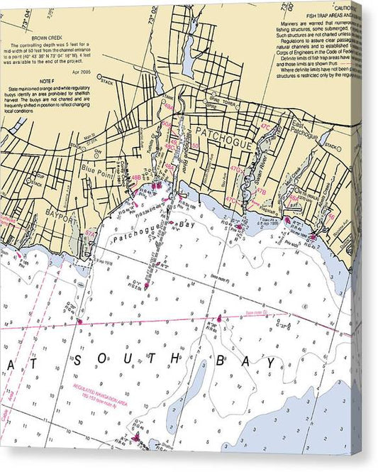 Patchogue-New York Nautical Chart Canvas Print