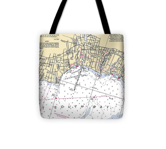 Patchogue New York Nautical Chart Tote Bag