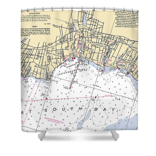 Patchogue New York Nautical Chart Shower Curtain