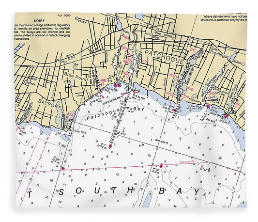 Patchogue New York Nautical Chart Blanket
