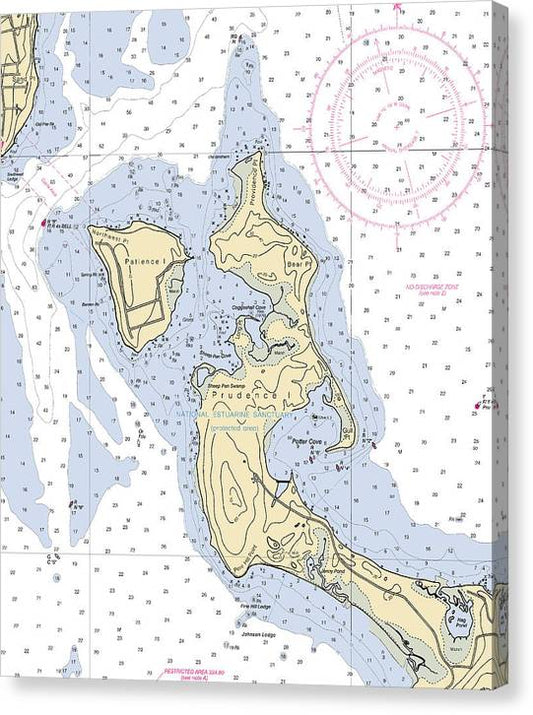 Patience Island-Rhode Island Nautical Chart Canvas Print