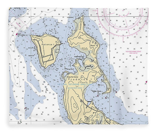Patience Island Rhode Island Nautical Chart Blanket