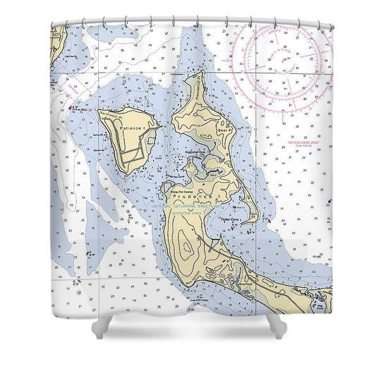 Patience Island Rhode Island Nautical Chart Shower Curtain