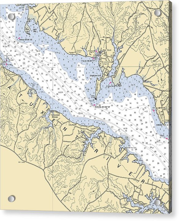 Patuxent River Maryland Nautical Chart V2 - Acrylic Print – 7.5" x 8" – Acrylic Nautical Chart Print by SeaKoast.