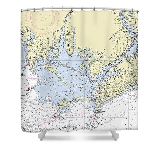 Pawcatuck Connecticut Nautical Chart Shower Curtain