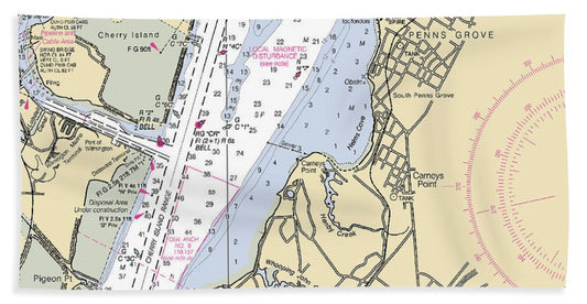 Penns Grove-new Jersey Nautical Chart - Beach Towel