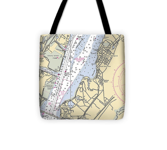 Penns Grove New Jersey Nautical Chart Tote Bag