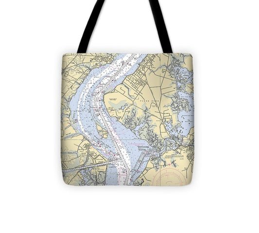 Penns Neck New Jersey Nautical Chart Tote Bag