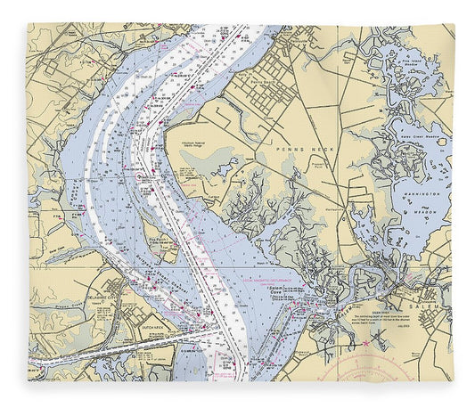 Penns Neck New Jersey Nautical Chart Blanket