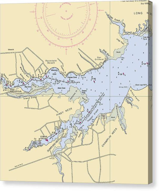 Piney Neck-Delaware Nautical Chart Canvas Print