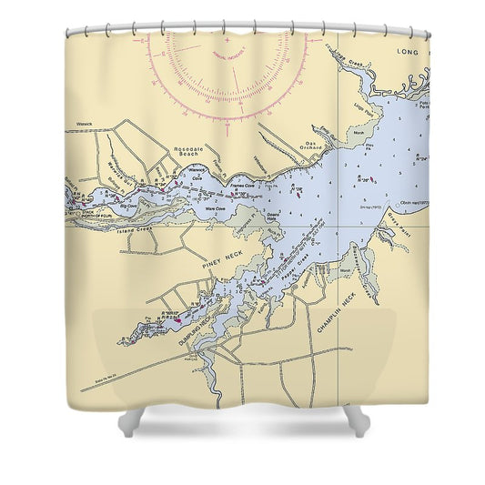Piney Neck Delaware Nautical Chart Shower Curtain