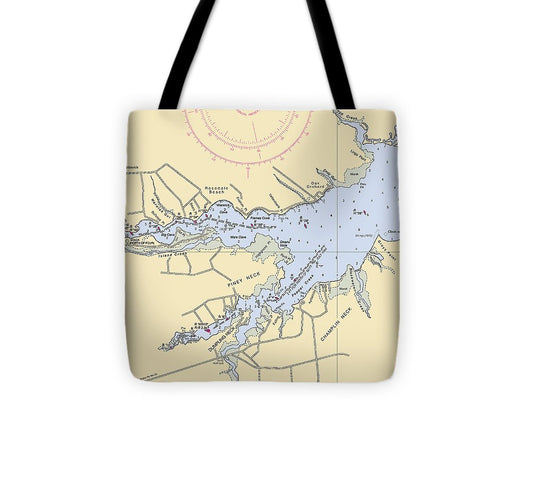 Piney Neck Delaware Nautical Chart Tote Bag
