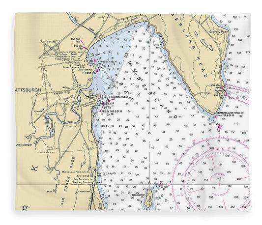 Plattsburg Lake Champlain  Nautical Chart Blanket