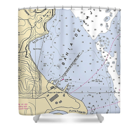 Playa De Fajardo Puerto Rico Nautical Chart Shower Curtain