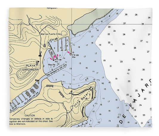 Playa Sardinara Puerto Rico Nautical Chart Blanket