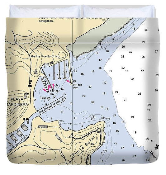 Playa Sardinara Puerto Rico Nautical Chart Duvet Cover