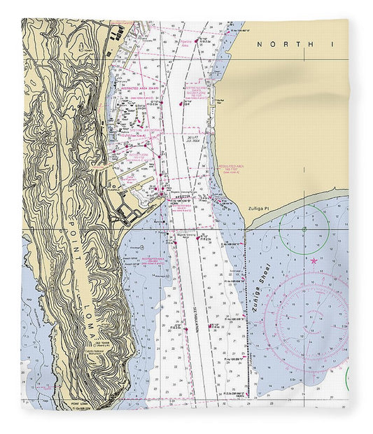 Point Loma California Nautical Chart Blanket