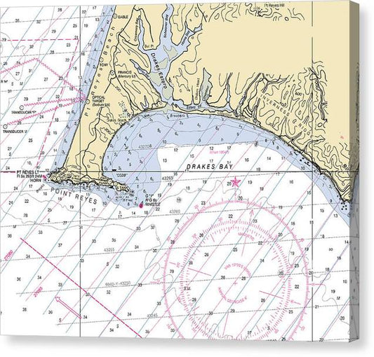 Point-Reyes -California Nautical Chart _V6 Canvas Print
