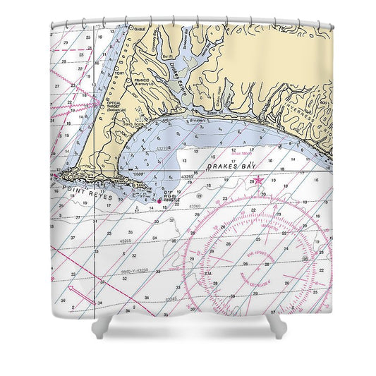 Point Reyes  California Nautical Chart _V6 Shower Curtain