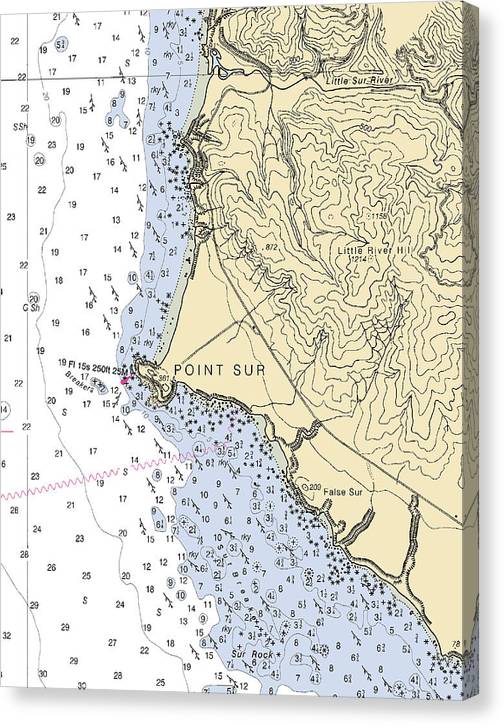 Point Sur-California Nautical Chart Canvas Print
