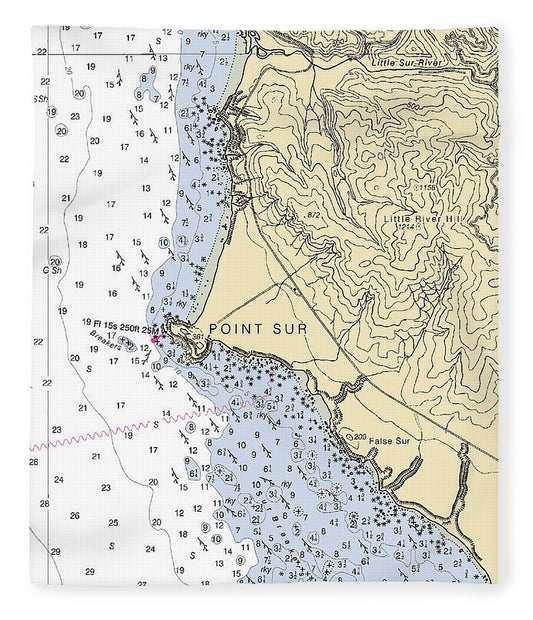 Point Sur California Nautical Chart Blanket