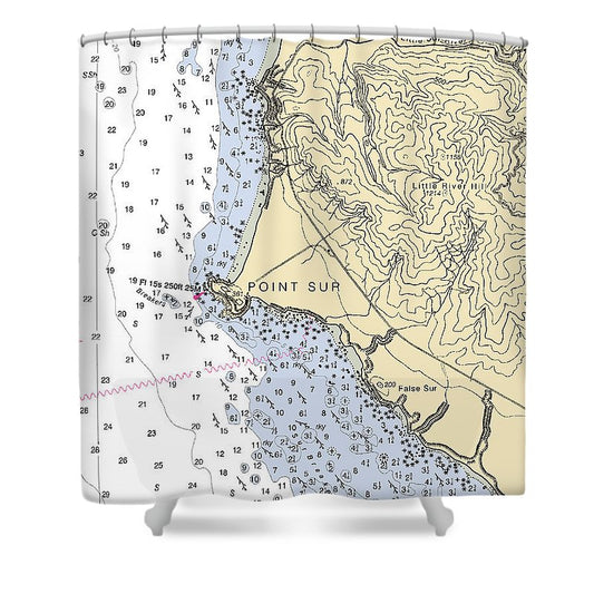 Point Sur California Nautical Chart Shower Curtain