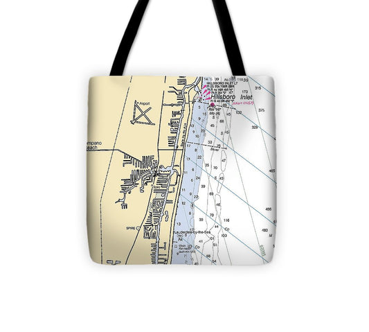 Pompano Beach Florida Nautical Chart Tote Bag