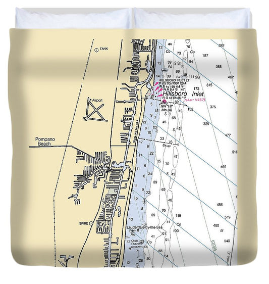 Pompano Beach Florida Nautical Chart Duvet Cover