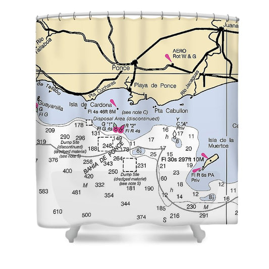 Ponce Puerto Rico Nautical Chart Shower Curtain