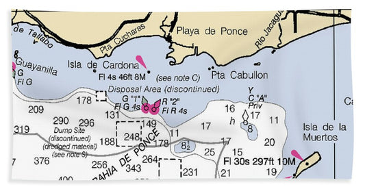 Ponce-puerto Rico Nautical Chart - Beach Towel