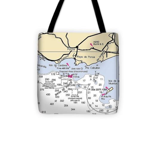 Ponce Puerto Rico Nautical Chart Tote Bag