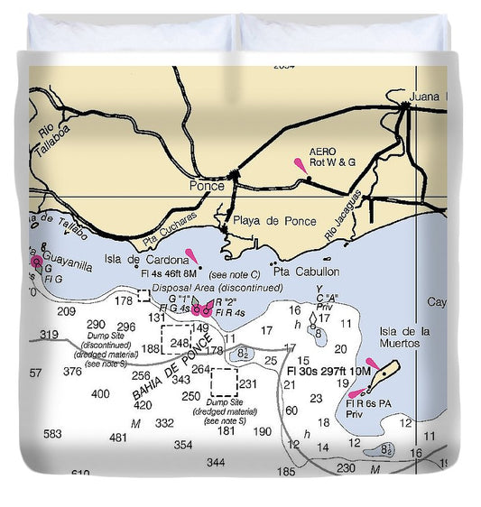 Ponce Puerto Rico Nautical Chart Duvet Cover