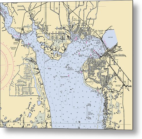 8" x 6.5" Port-Charlotte-Punta-Gorda -Florida Nautical Chart _V6 - Metal Print - SeaKoast