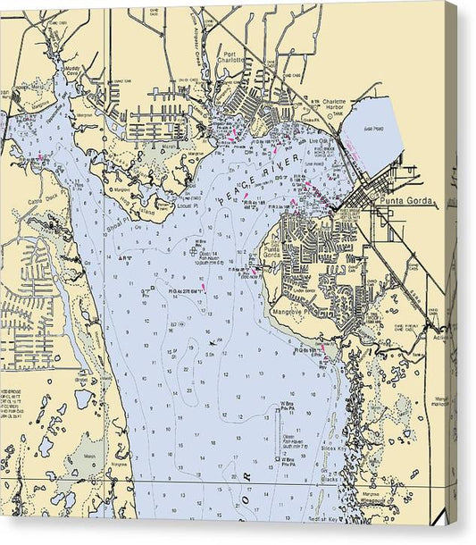 Port Charolette Punta Gorda-Florida Nautical Chart Canvas Print