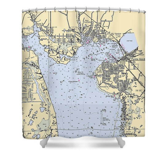Port Charolette Punta Gorda Florida Nautical Chart Shower Curtain