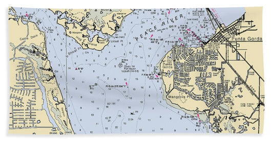 Port Charolette Punta Gorda-florida Nautical Chart - Bath Towel