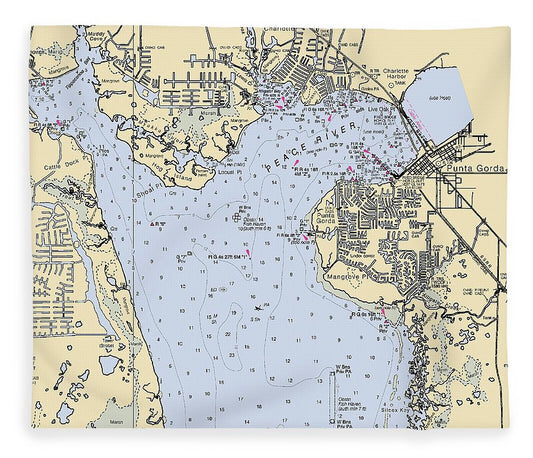 Port Charolette Punta Gorda Florida Nautical Chart Blanket