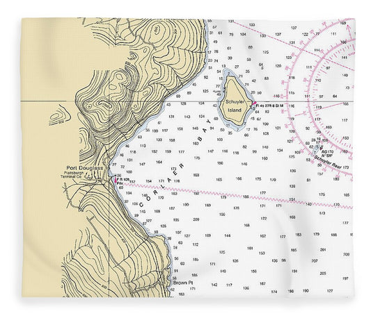 Port Douglas Lake Champlain  Nautical Chart Blanket