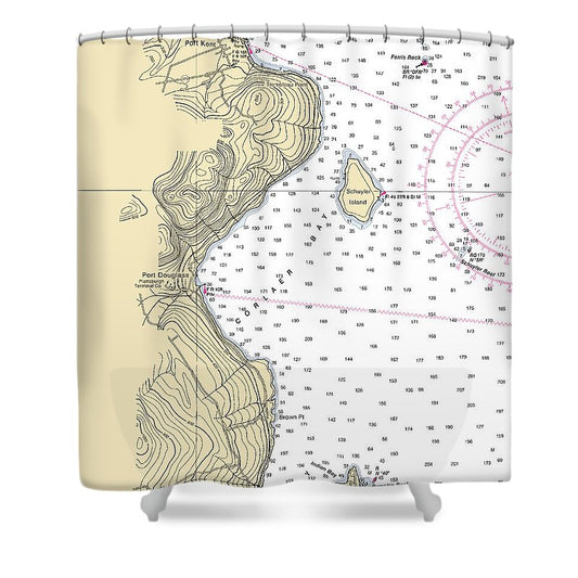 Port Douglas Lake Champlain  Nautical Chart Shower Curtain