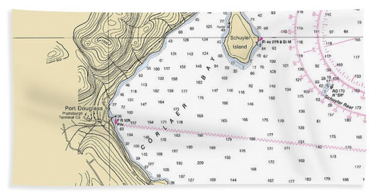 Port Douglas-lake Champlain  Nautical Chart - Bath Towel