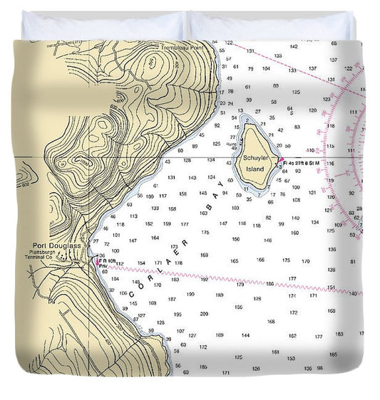 Port Douglas Lake Champlain  Nautical Chart Duvet Cover