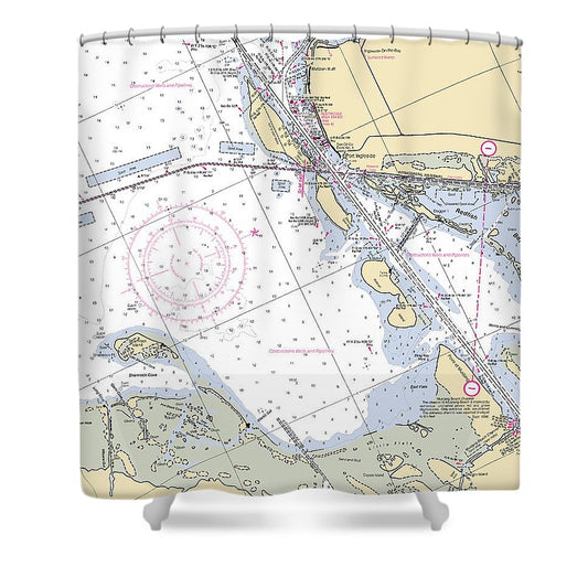 Port Ingleside Texas Nautical Chart Shower Curtain